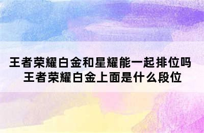 王者荣耀白金和星耀能一起排位吗 王者荣耀白金上面是什么段位